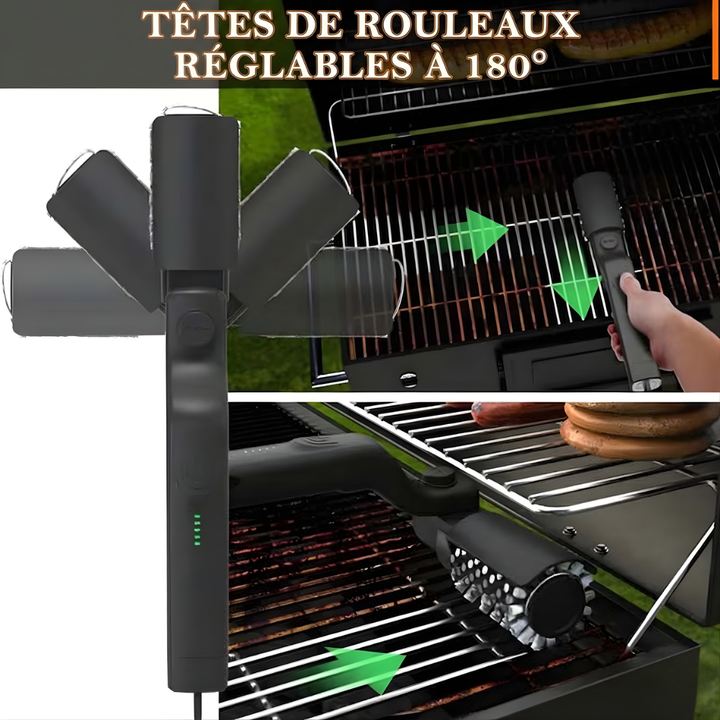 Nettoyez votre BBQ sans effort avec cette brosse électrique sans fil et son rouleau rotatif puissant.