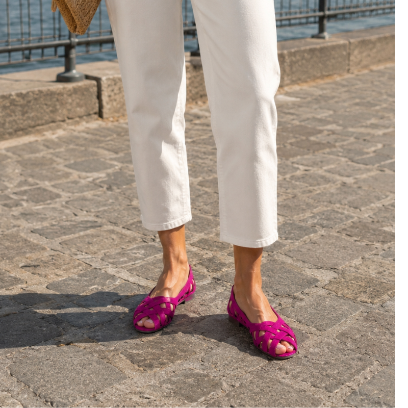 Détail des sandales plates tressées pour femme, bout ouvert, parfaites chaussures d'été.