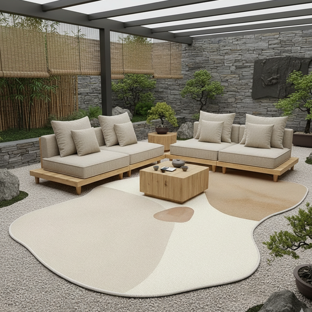 Tapis de chambre Novara, moelleux et doux au toucher, design japonais.