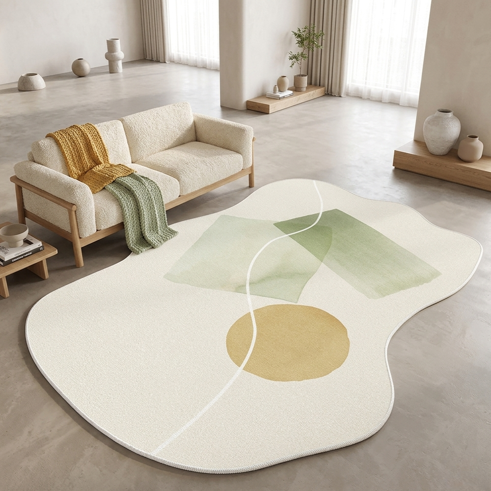 Tapis Novara antidérapant, lavable, motif japonais élégant pour votre salon.