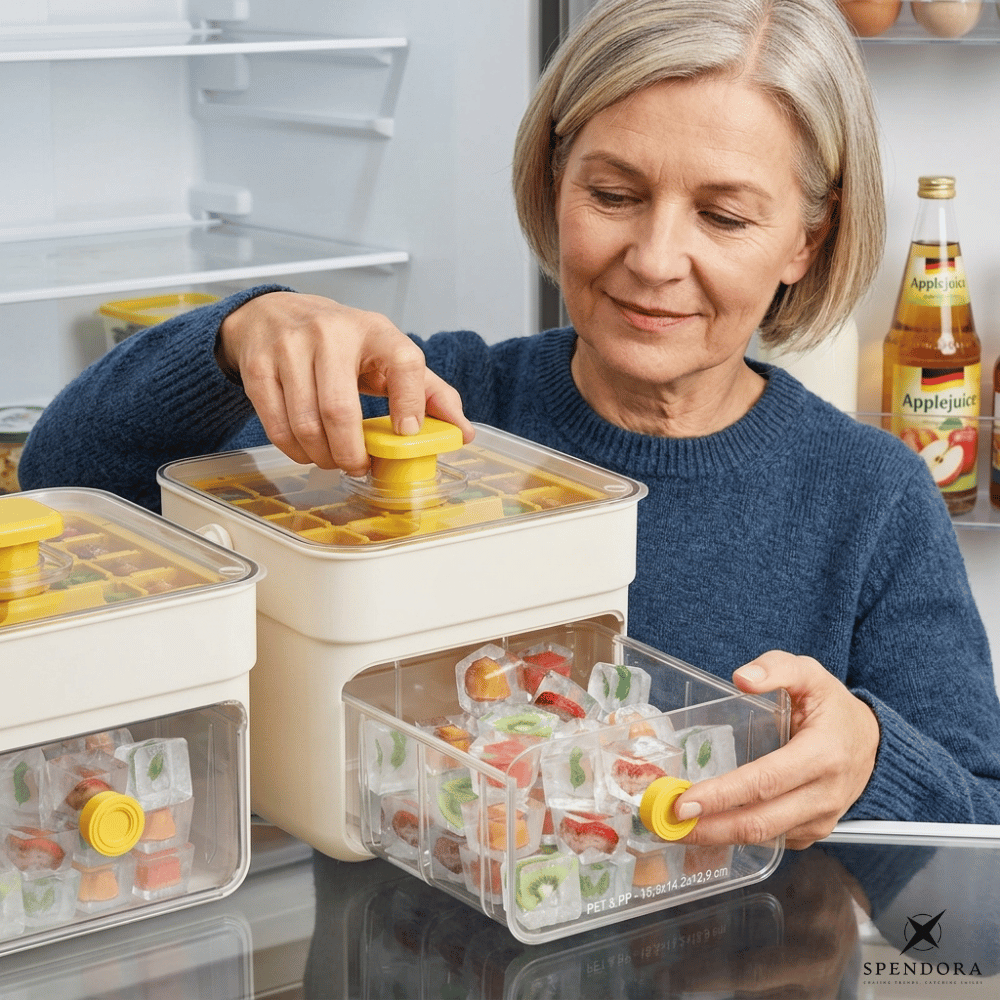 Distributeur de glaçons à libération rapide, idéal pour rafraîchir boissons d'été et cocktails.