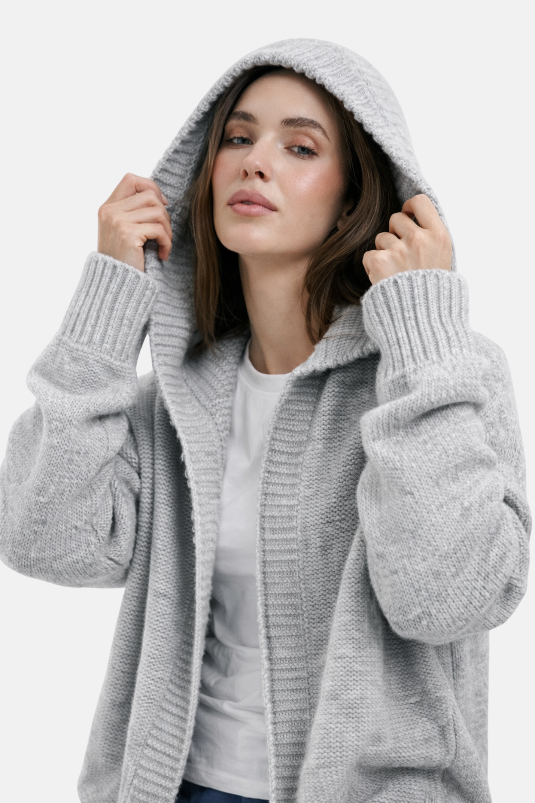 Cardigan ample et douillet pour femme, couleur unie, idéal confort mode décontractée automne hiver.