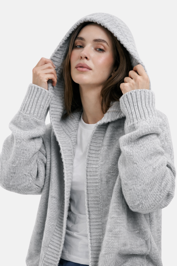 Cardigan ample et douillet pour femme, couleur unie, idéal confort mode décontractée automne hiver.