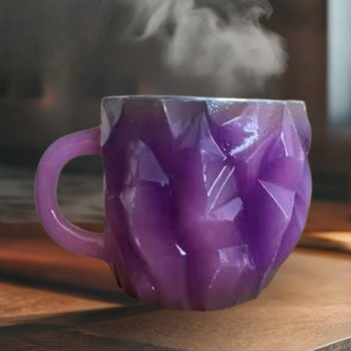 Mug robuste en pierre naturelle, micro-ondable et isolant, parfait pour usage quotidien.