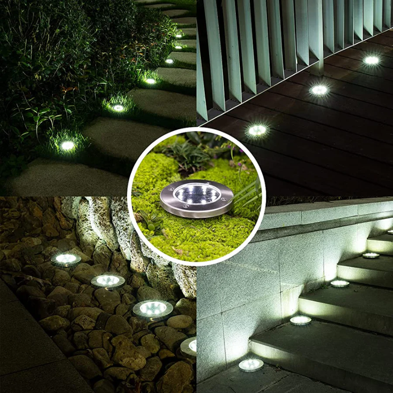 Lampe solaire étanche pour jardin, rechargeable et sans fil, idéale pour éclairage extérieur et balisage de chemin.