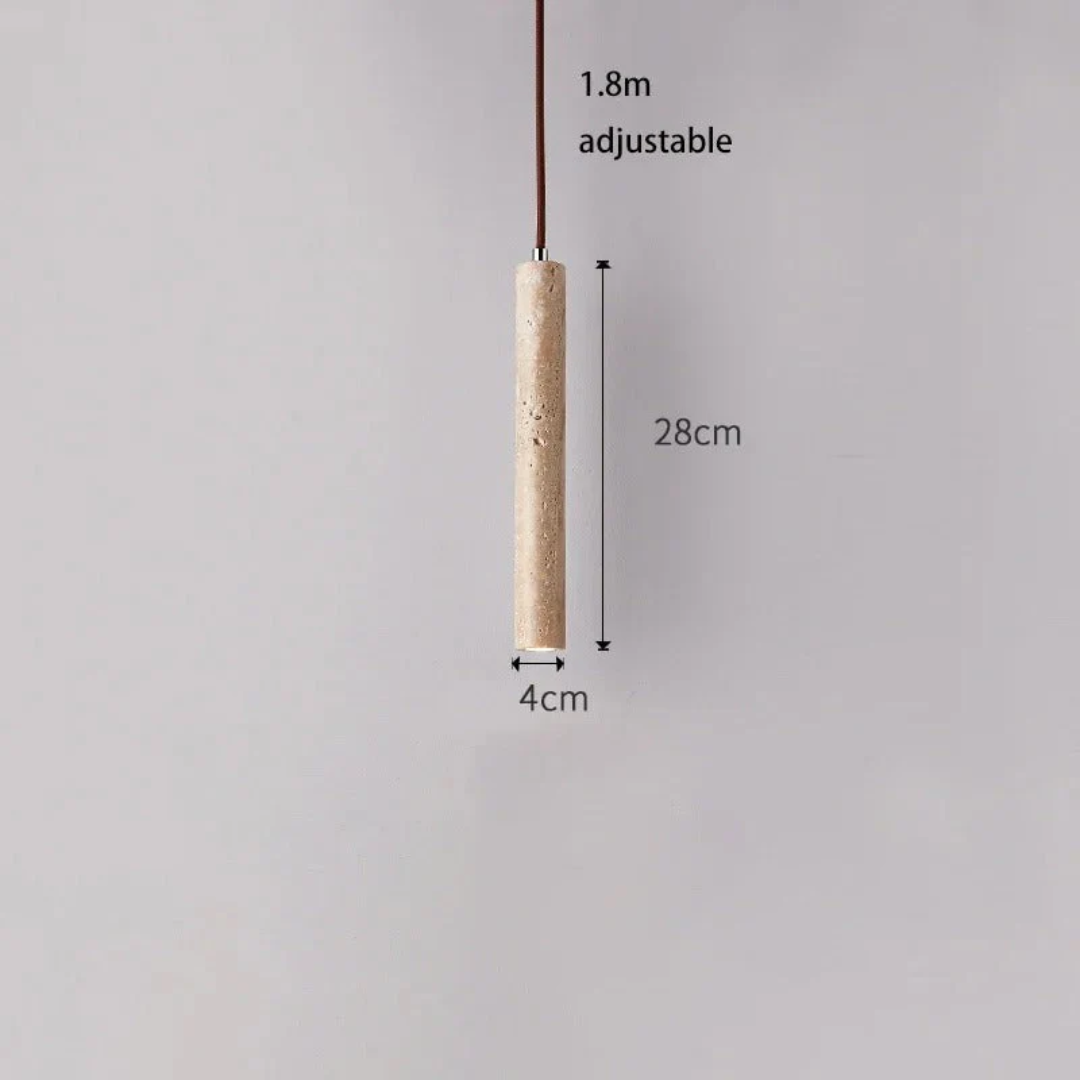 Suspension LED contemporaine en travertin, style Wabi-Sabi, pour un design intérieur raffiné. Éclairage doux.