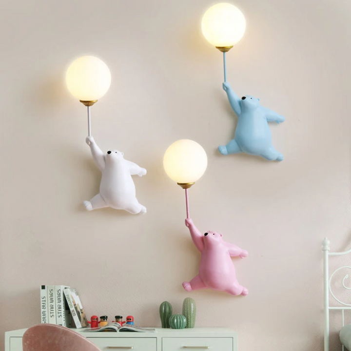 Lampe murale ourson en acrylique, LED intégrée, pour chambre d'enfant moderne.