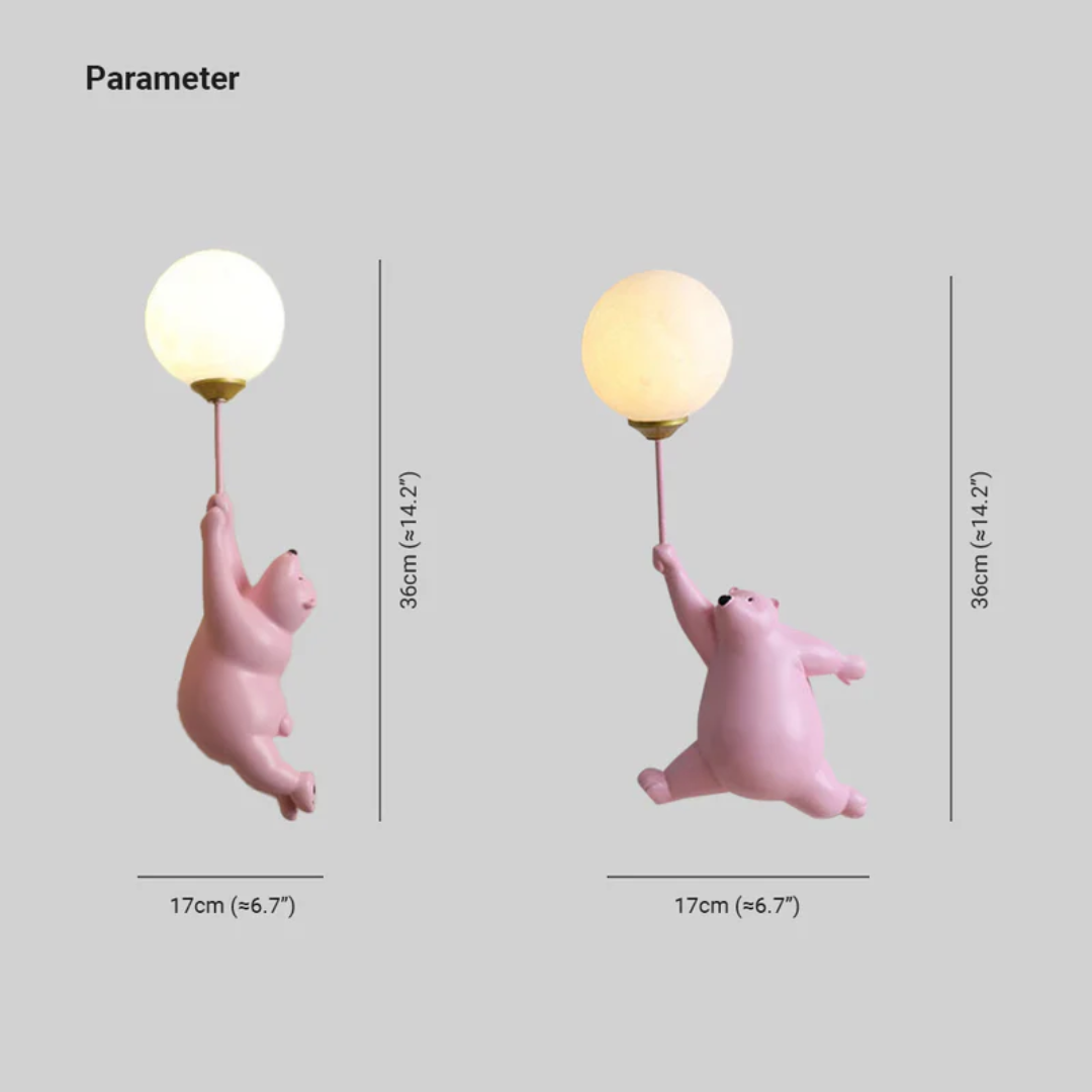 Décoration lumineuse LED ourson, applique murale pour chambre d'enfant et intérieur.