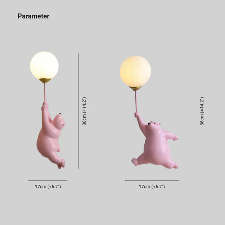 Décoration lumineuse LED ourson, applique murale pour chambre d'enfant et intérieur.