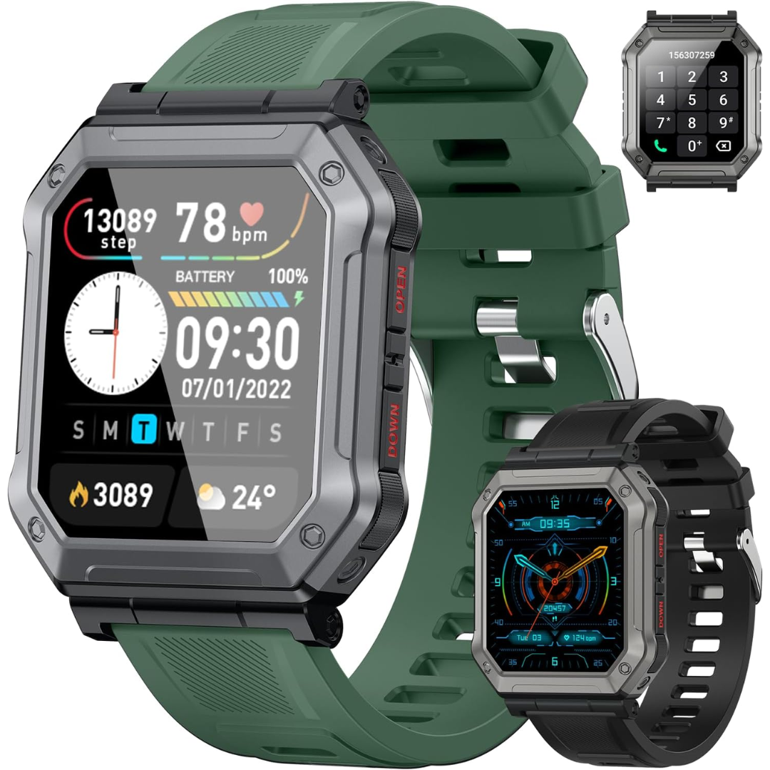 Smartwatch homme sport avec suivi fitness avancé, GPS et capteurs de santé. Étanche et connectée.