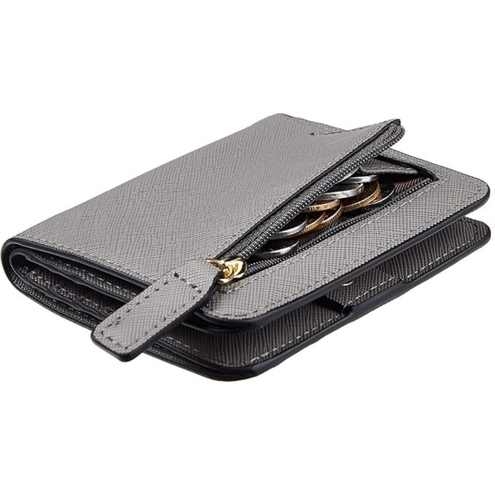 Portefeuille femme compact pour une organisation optimale des cartes et billets, avec sécurité RFID.