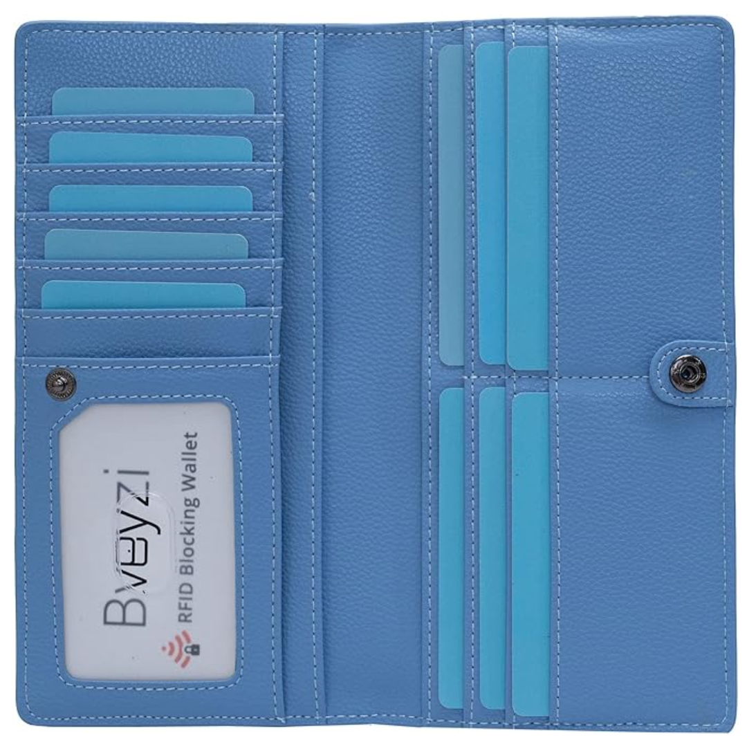 Portefeuille élégant gris RFID pour hommes et femmes, fin, idéal pour l'organisation des cartes.