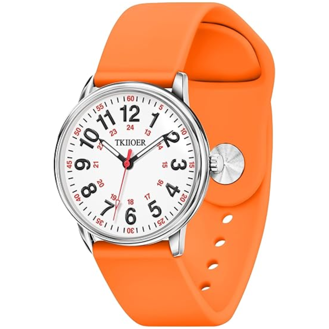 Montre infirmière résistante à l'eau, professionnelle, conçue pour le travail exigeant des femmes soignantes.