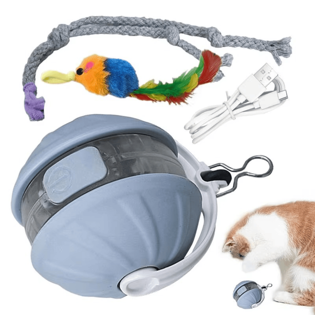 Balle interactive 3-en-1 pour chat avec laser et mouvement, pour stimulation mentale et exercice.