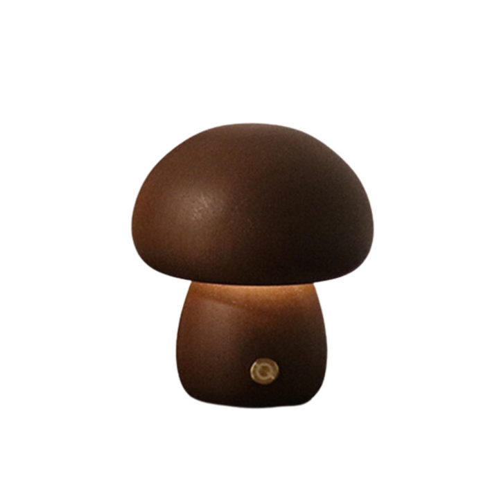 Lampe de table bois champignon, vintage, ambiance naturelle et design rétro pour un éclairage unique.