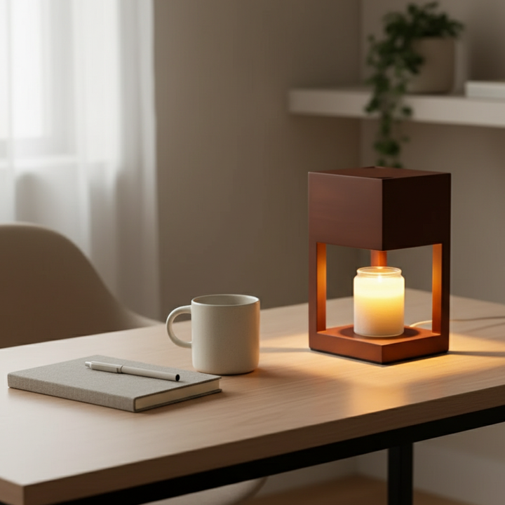Lampe d'ambiance décorative scandinave, réchauffe vos bougies sans flamme, sécurité assurée.