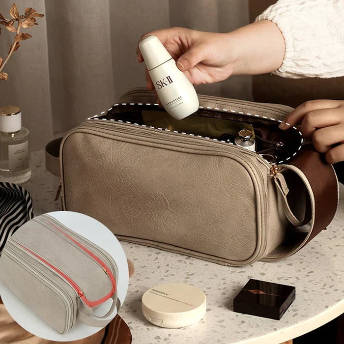 Sac maquillage femme BeautéBox en cuir PU, organisateur beauté chic et fonctionnel.