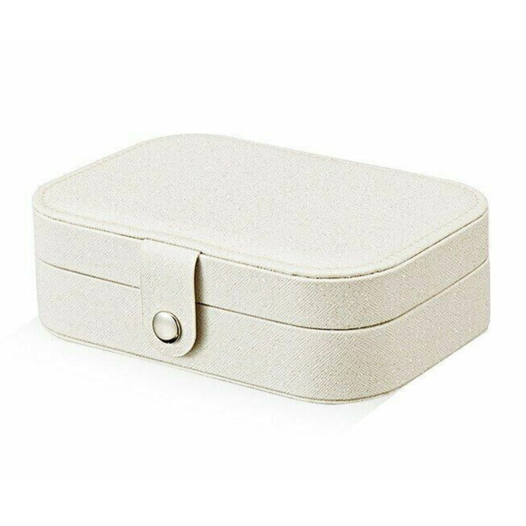 Boîte de rangement à bijoux en cuir souple, double couche, idéale pour la maison et les voyages.