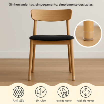 BALEINE PROTECTORES DE SILICONA PARA PATAS DE SILLA – ANTIDESLIZANTES Y SILENCIOSOS (TRANSPARENTE, 16 UNIDADES)