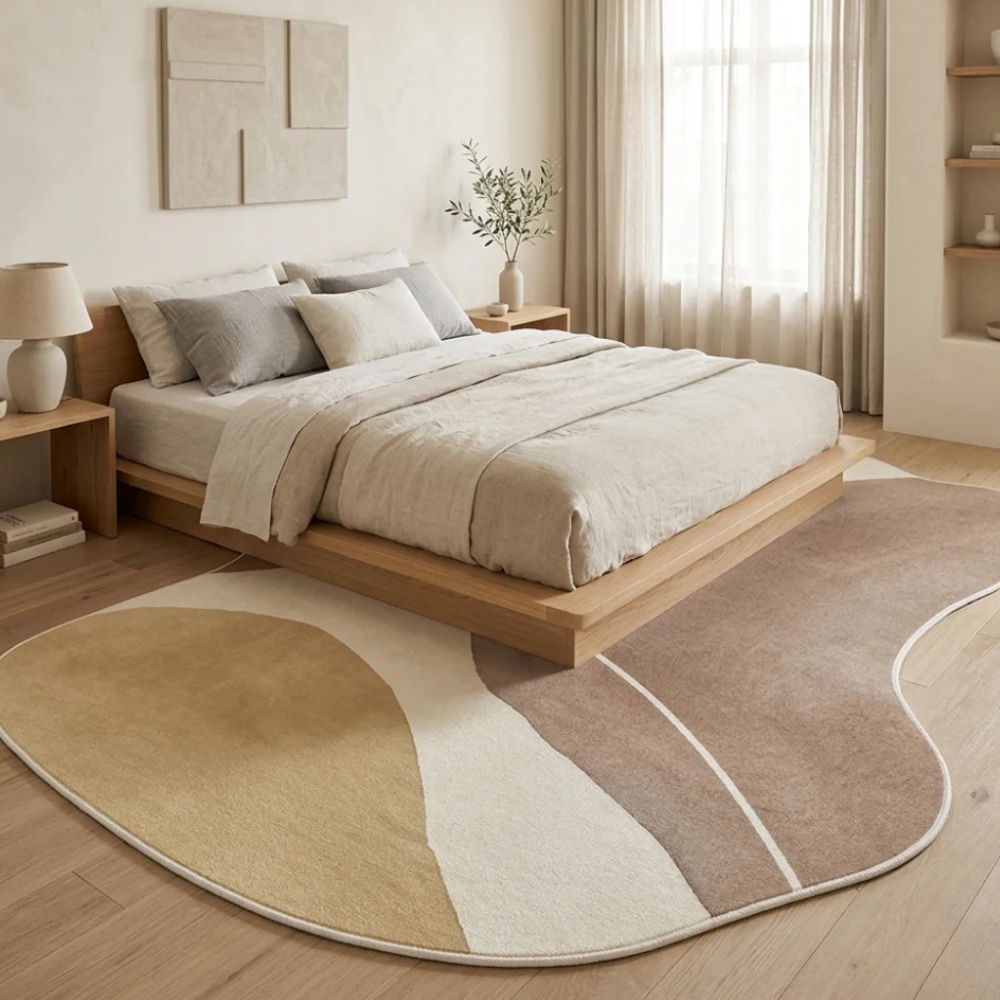 Tapis de salon Novara avec design géométrique japonais, doux et antidérapant.