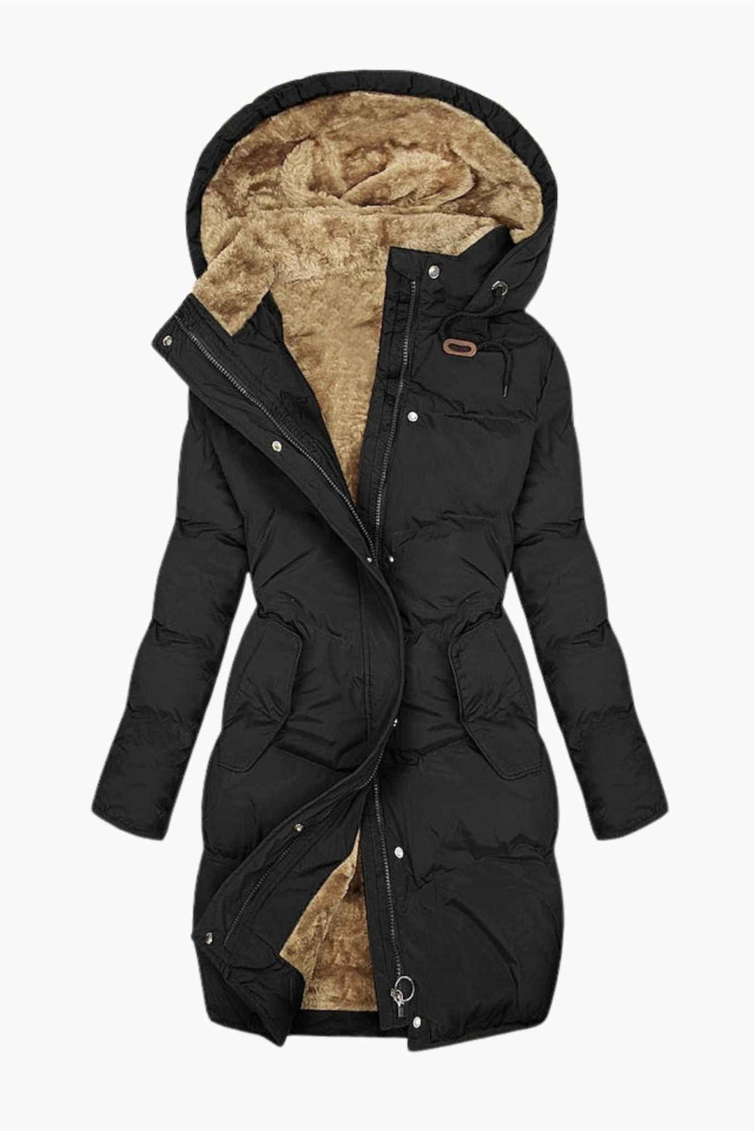 Manteau long hivernal élégant pour femmes, isolant et chaud, idéal contre le froid.