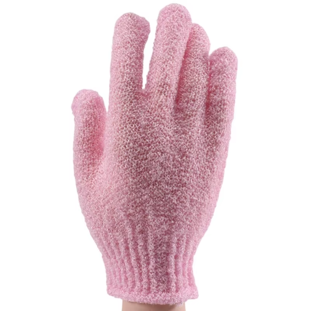 Gants de douche exfoliants pour éliminer les impuretés et revitaliser la peau du corps.