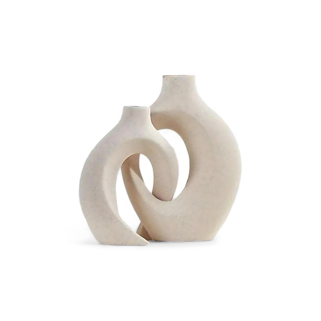 Élégant vase décoratif en céramique beige ScandiLux, design scandinave moderne pour une maison chic et stylée.