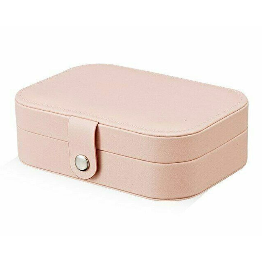 Boîte à bijoux portable en cuir double couche pour un rangement élégant de vos précieux accessoires.