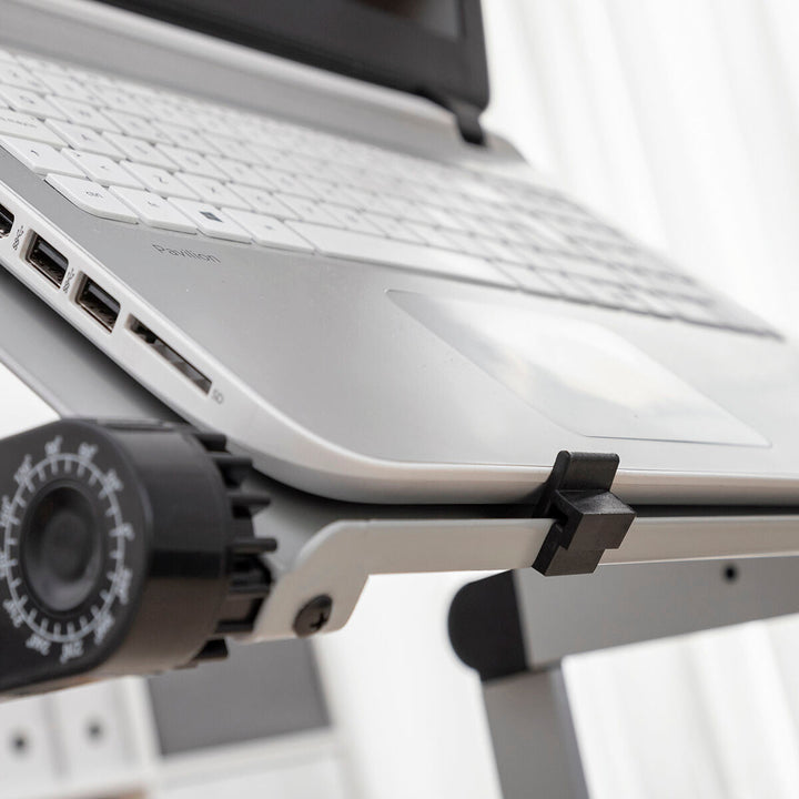 Bureau portable pliable et ajustable, support versatile pour ordinateur, tablette, parfait télétravail.