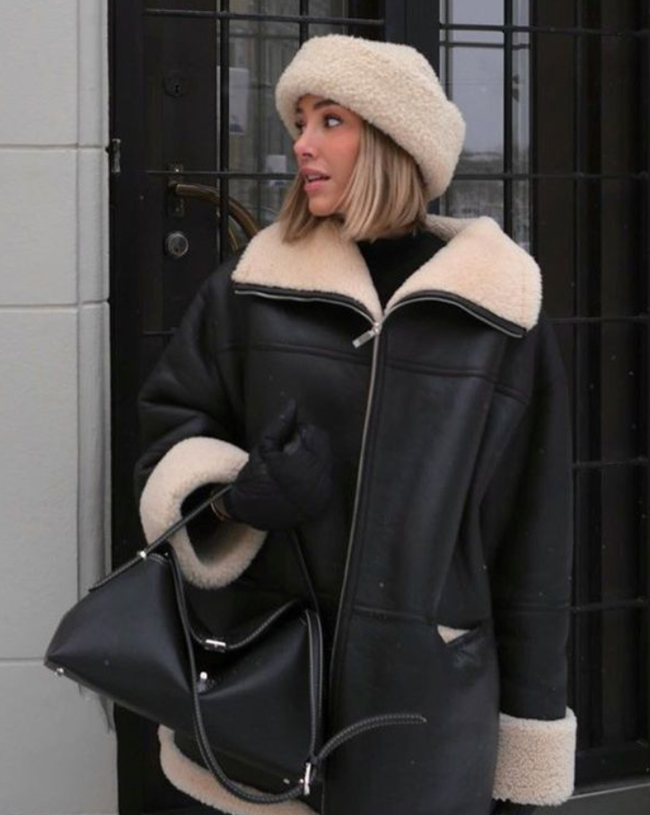 Veste oversize en cuir femme, mode urbaine tendance et décontractée, idéale pour un look polyvalent.