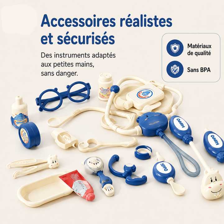 Set docteur éducatif pour enfants, cadeau idéal dès 3 ans pour des heures de jeu créatif.