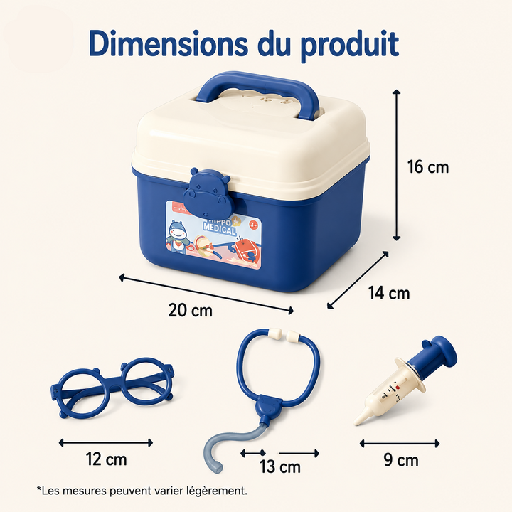 Valise de médecin éducative pour garçons et filles, stimulant l'empathie et l'imagination.