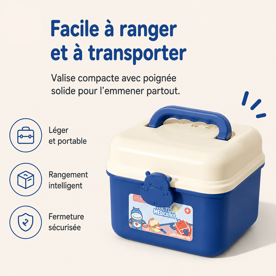 Kit médical enfant, jeu de rôle favorisant le développement et l'apprentissage ludique.