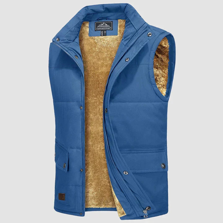 Bodywarmer homme décontracté noir, coupe confortable, parfait pour l'automne et les activités urbaines.