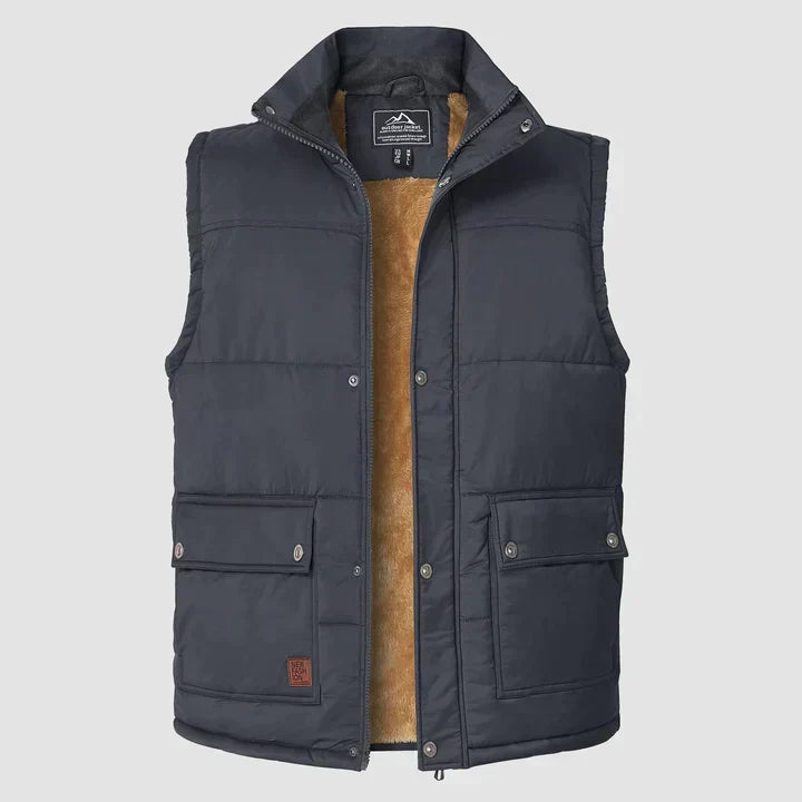 Gilet homme confortable matelassé, sans manches, idéal pour superposer en automne et hiver.