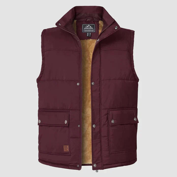 Gilet sport homme sans manches, rouge, confortable pour la course ou l'entraînement en extérieur.