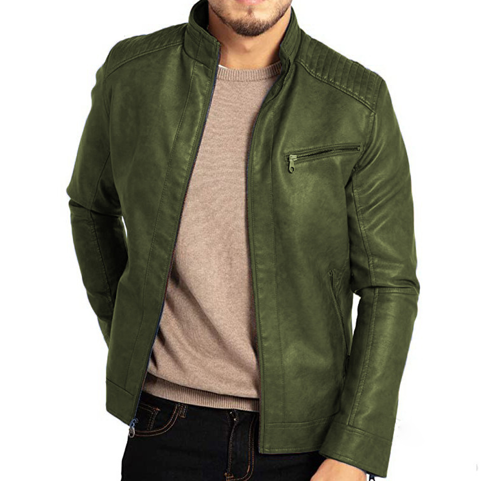 Blouson homme vintage classique, disponible en marron, bleu ou vert. Style intemporel et élégant pour la mode.