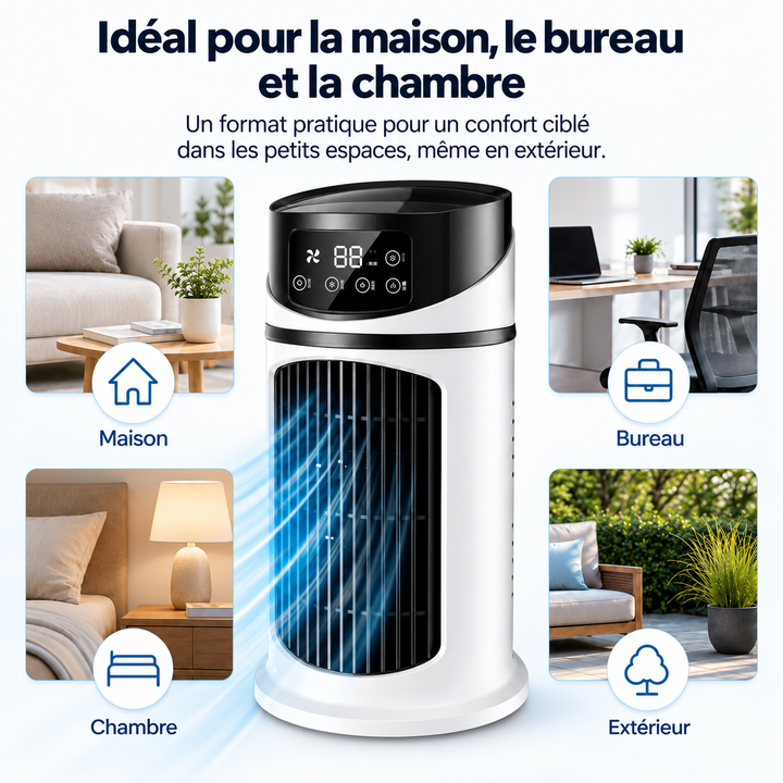 Rafraîchisseur d'air évaporatif portable pour bureau, maison. Mini climatiseur USB avec humidificateur.