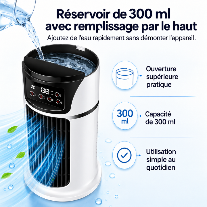 Solution de refroidissement personnel pour l'été: ventilateur évaporatif USB portable et silencieux.