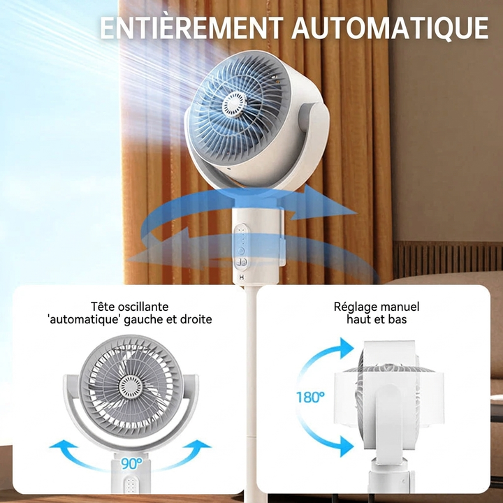 Ventilateur sur pied silencieux, puissant rafraîchisseur pour chambre ou bureau. Télécommande incluse pour une utilisation facile.