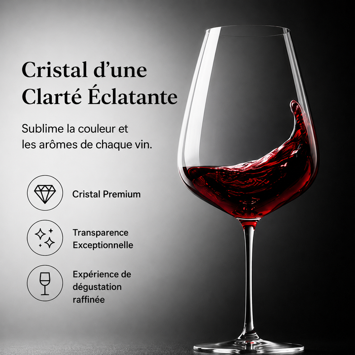 Service de 4 verres à vin blanc en cristal faits main, pour une dégustation raffinée et élégante.