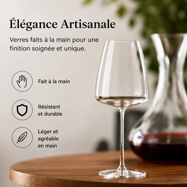 Coffret cadeau de 2 verres à vin en cristal soufflé, vaisselle de luxe pour connaisseurs.