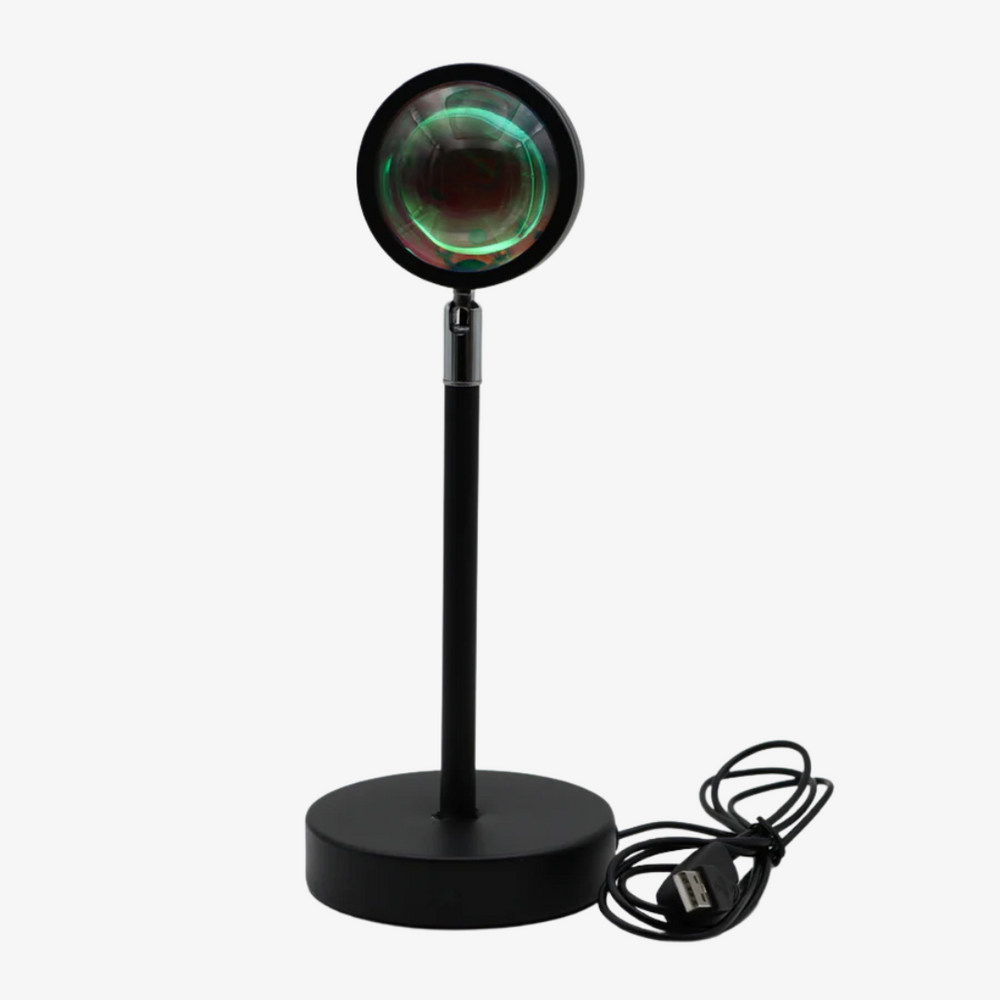Lampe design à effet coucher de soleil pour une lumière d'ambiance LED chaleureuse, parfaite pour la décoration du salon.