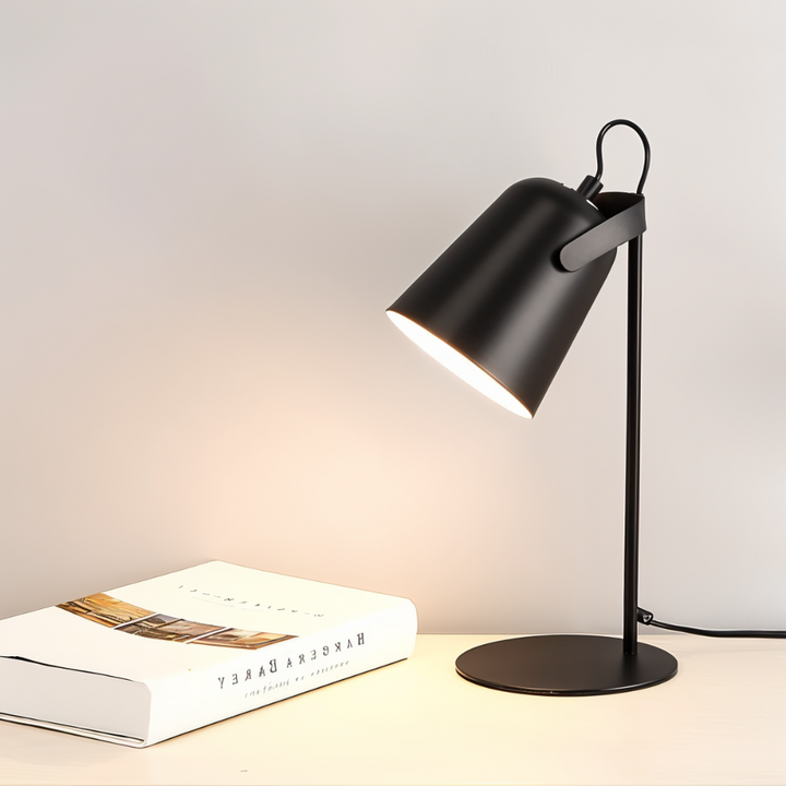 Lampe de table design moderne rotative, éclairage doux. Idéale pour lecture, bureau ou comme lampe de chevet.
