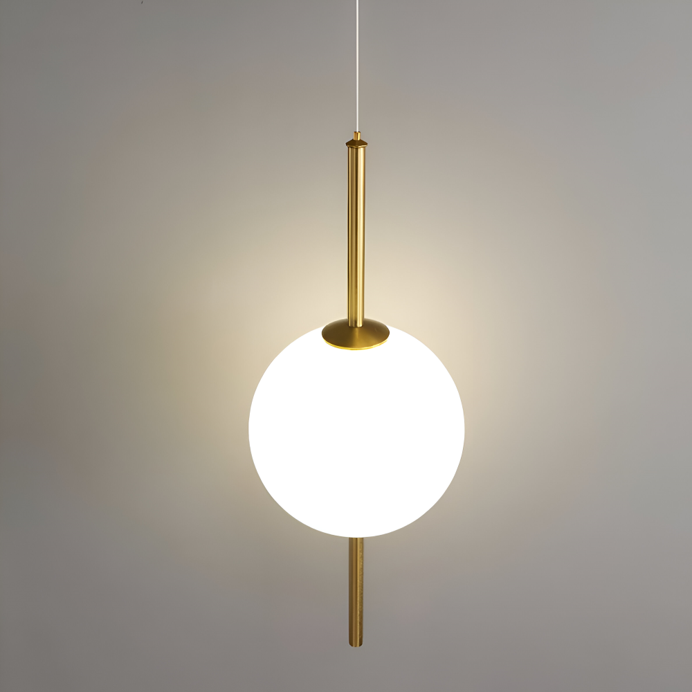 Design vertical Gloriva, suspension moderne, verre mat, idéal pour une salle à manger.