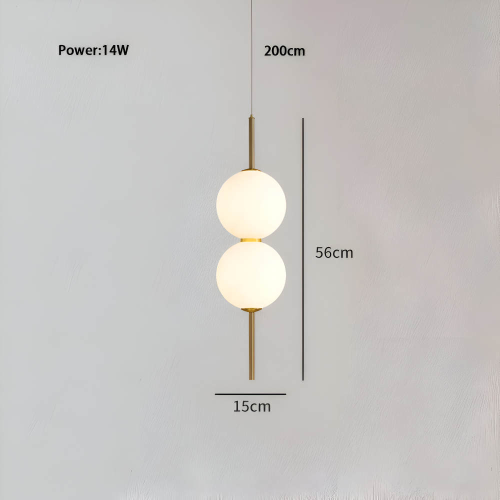 Suspension moderne Gloriva, design vertical en verre mat, crée une atmosphère raffinée.
