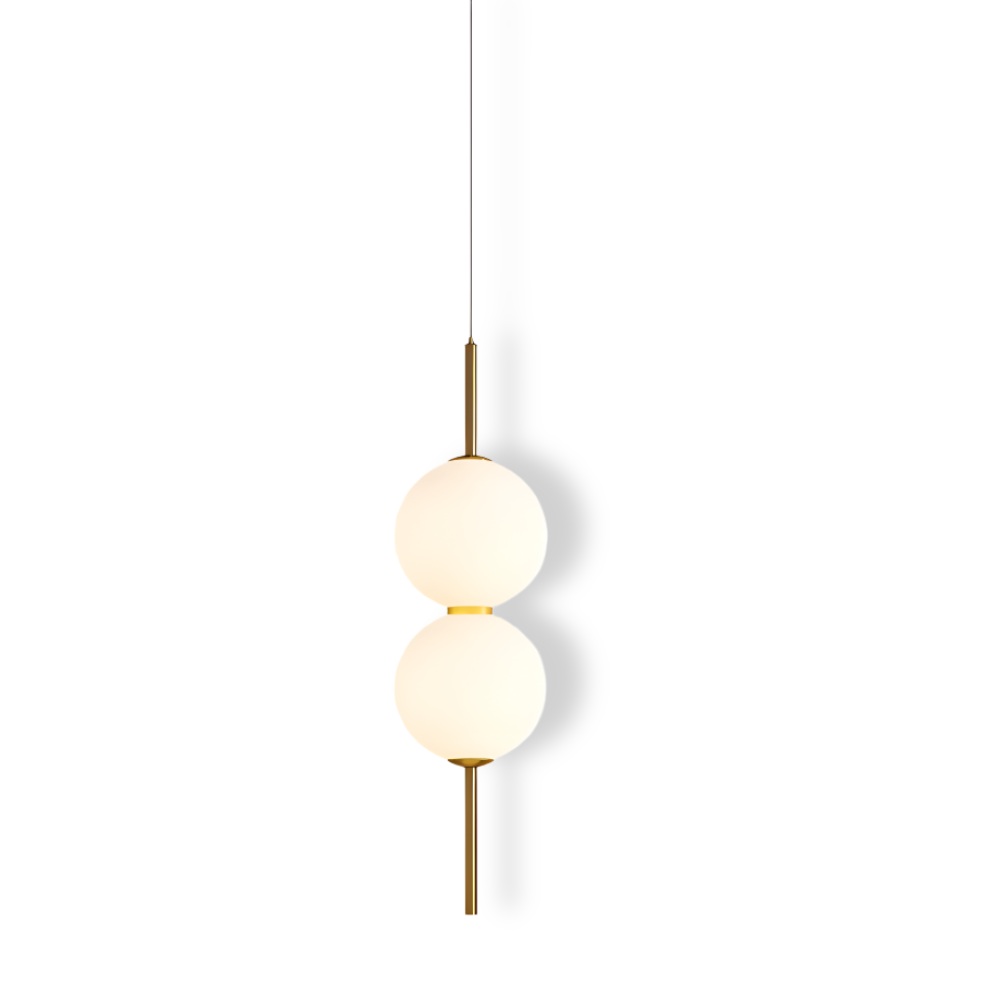Gloriva, suspension design vertical pour salle à manger, verre mat, lumière neutre ou chaude.