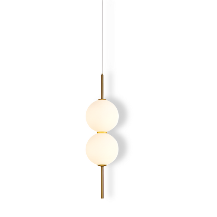 Gloriva, suspension design vertical pour salle à manger, verre mat, lumière neutre ou chaude.