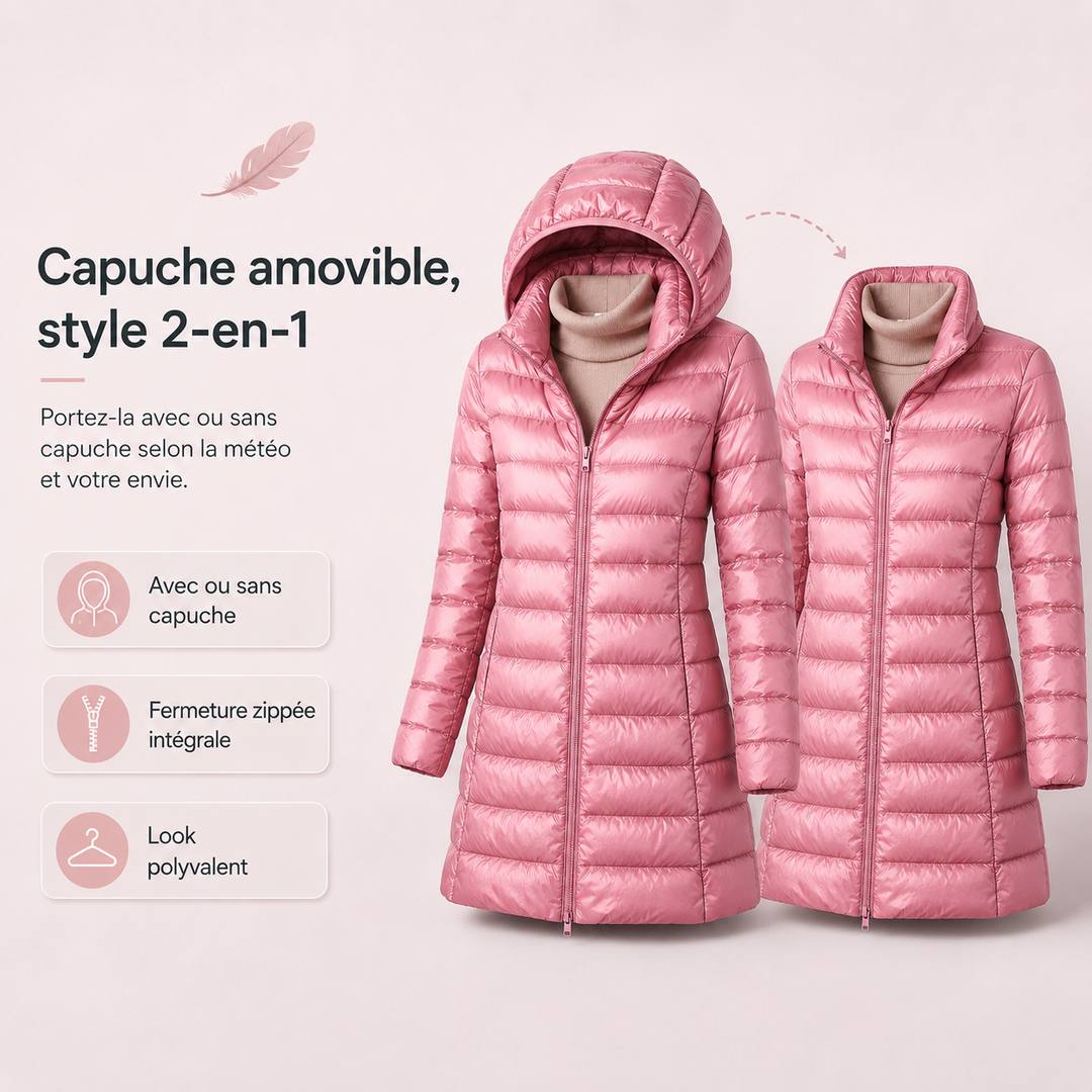 Veste légère femme duvet extérieur, respirante et chaude, résistante au vent.