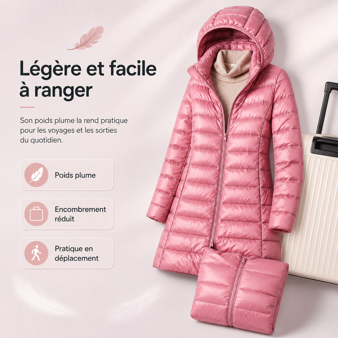 Doudoune femme ultra-légère, coupe-vent et chaude, idéale pour la mi-saison.